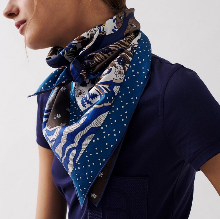 SHMS2240   Hermes [New Voices of the Times] 90cm Silk Square Scarf   Perfectly saturated colors, the industry's top prints are fine and unparalleled   Made of twill silk   hand-rolled edges cutting-edge craftsmanship, it