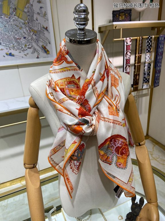 New         H family's newest counter staple [Stallion Prism Long Scarf] rolled edge long scarf   Vacation and daily are very good with the model   order private flow 】 a see would like to go on vacation   Usually wear i