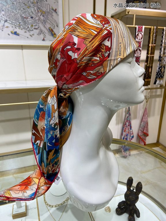 High-end customization   Buy all say good-looking   Recommended   [Crystal Valley double-sided 90] silk square scarf, the top craftsmanship is super value   Hermes counter models    three-dimensional presentation of the 