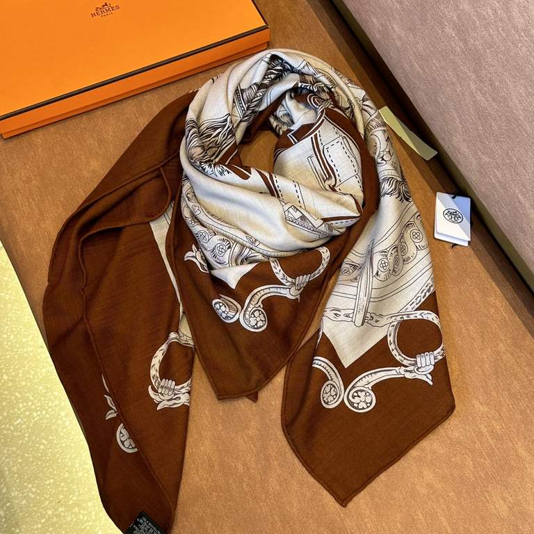 The price of the high definition version [double-sided same color]Hermes Absolute Absolute Son Divine Colorway! Golden Brown Ben Brown   too fragrant!!!] Hermes 21 fallwinter model latest shawl, looks great!!!! Seconds o