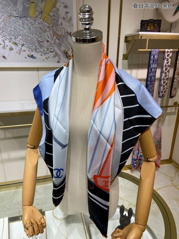 Silk new   bought said good-looking   Recommended    [Summer Surf 90] silk square scarf, top craftsmanship value   Hermes counter models    three-dimensional presentation of the pattern pattern in kind of high grade     