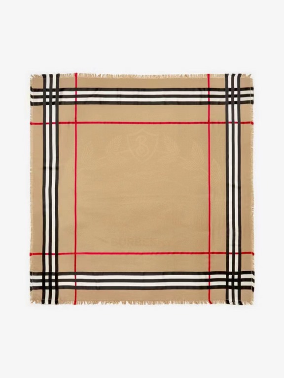 2023 brand new Burberry original single beauty very show temperament paragraph  New ~ 200 high-end square scarf! Synchronized counter, truly beautiful design Super classic camel color scheme with jacquard process, to ach