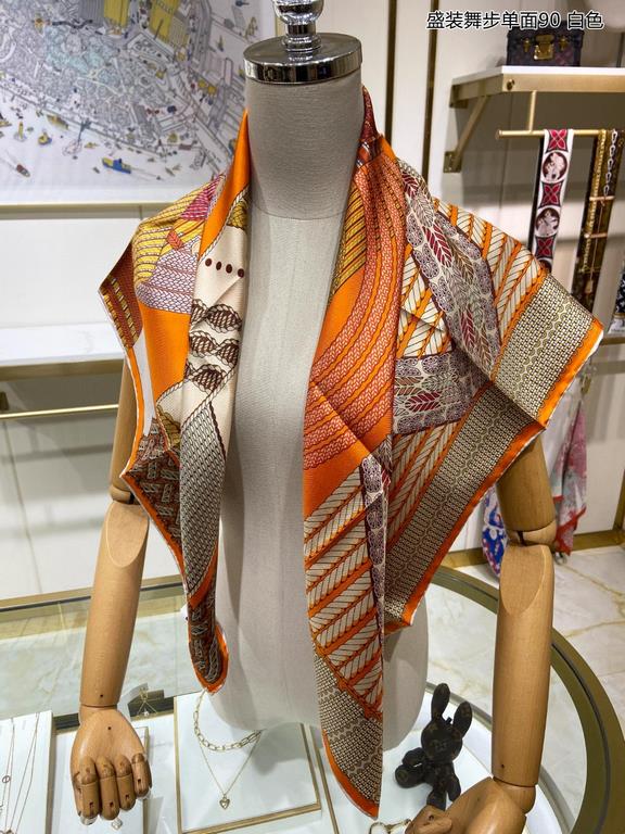 New   Buy all say good-looking   Recommended   [dressage one-sided 90] silk square scarf, top craftsmanship value   Hermes counter models     three-dimensional presentation of the pattern pattern in kind grade is extreme