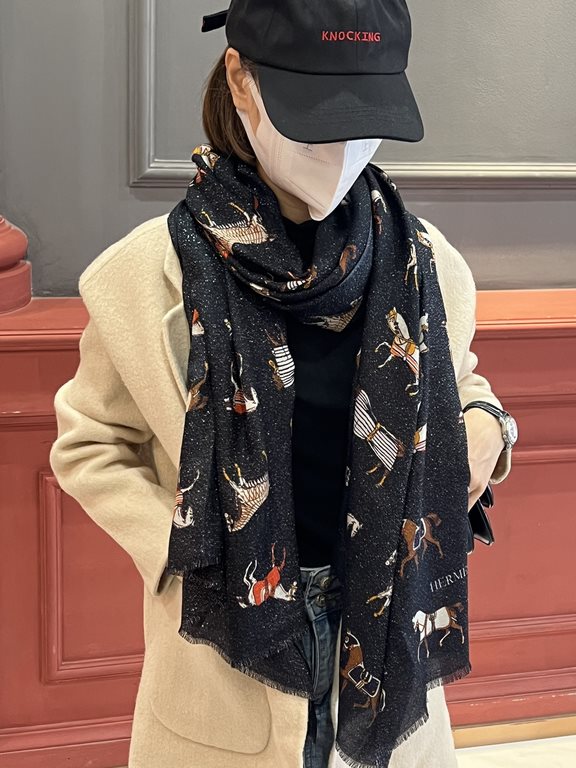 Price New   will glow shiny scarf     new guest silver silk     cashmere fabric long scarf   beautiful [tears] H family [stallion hanging long scarf] royal hall level   new counter on sale Pure cashmere silver silk uniqu