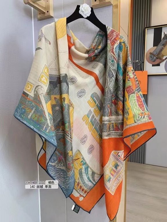 [H-HER-1010] cashmere new buy said good-looking   Recommended  140 velvet square scarf, the top craft super value   Hermes counter models three-dimensional rendering pattern pattern texture in kind grade very high specia