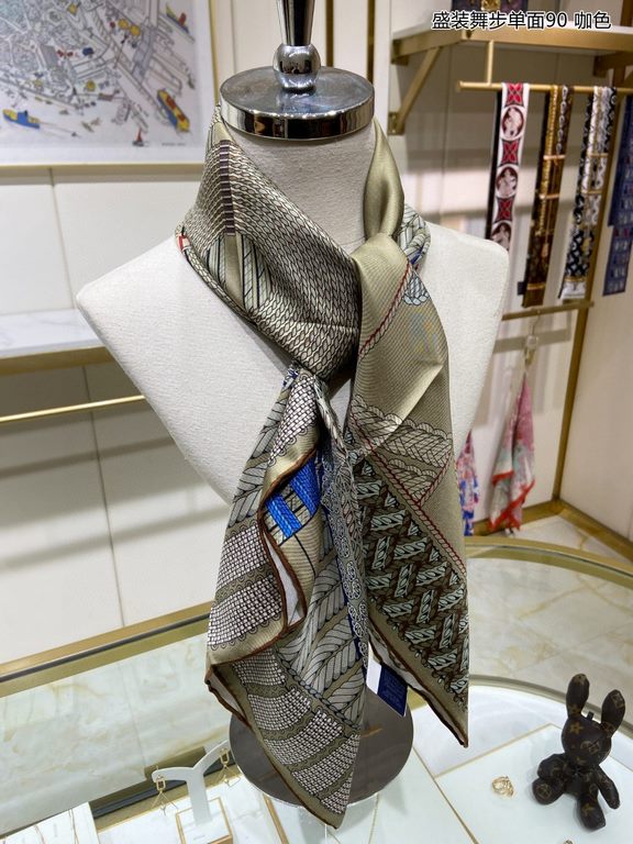 New   Buy all say good-looking   Recommended   [dressage one-sided 90] silk square scarf, top craftsmanship value   Hermes counter models     three-dimensional presentation of the pattern pattern in kind grade is extreme