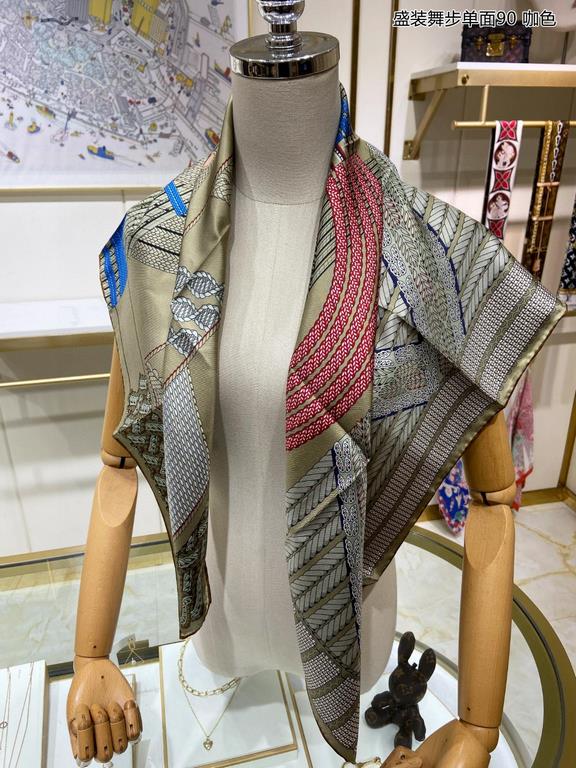 New   Buy all say good-looking   Recommended   [dressage one-sided 90] silk square scarf, top craftsmanship value   Hermes counter models     three-dimensional presentation of the pattern pattern in kind grade is extreme