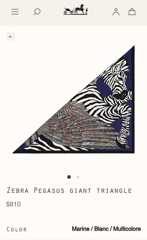 RHMS2285 Hermes [Zebra Pegasus] velvet large triangle scarf, counter synchronization! As well as the untamed nature of the zebra, the legend is reinterpreted on this silk scarf. Pegasus is the mount of Zeus, where the ho