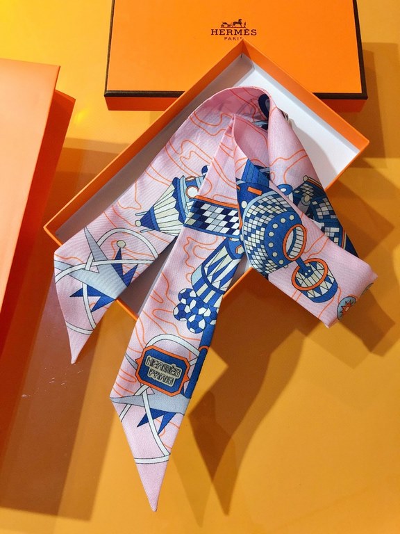 PricesPHMS2283   Hermes new Twilly [Scarf Odyssey]  top twill silk to create ultra-fine prints The handwriting is very clear Definitely a first choice for gift-giving and self-use   Ribbons can be wrapped around the neck