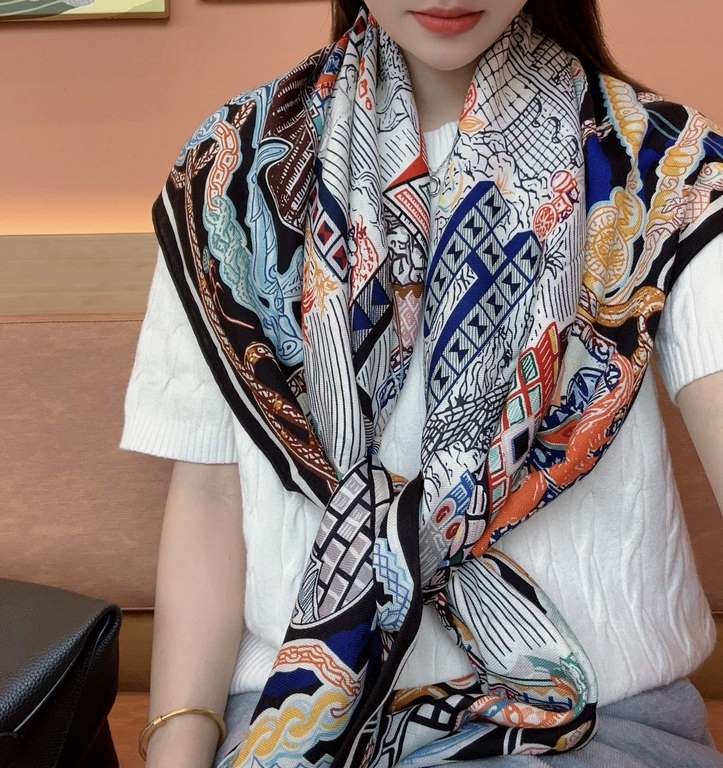 PriceA High-end Luxury Product ~~ Double Sided Heterochromatic Velvet Square ScarfHermes [Silk Scarf AdventureIt's extraordinary, it's high class! Very lifting! Forever plus points H fall and winter items! Various dressi