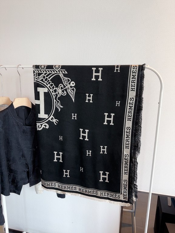 New     recommended  2023 autumn and winter new [140 velvet square scarf, double-sided two-color] top technology value   (Hermes) counter burst three-dimensional rendering pattern pattern texture physical grade very high