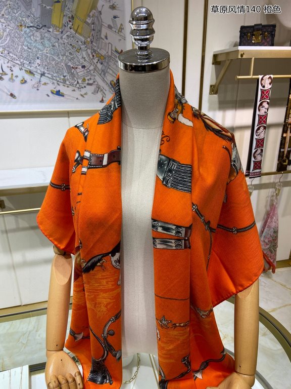 priceBought are said to look good   recommended   [Grassland style 140] cashmere square scarf, the top craft super value   Hermes counter models    three-dimensional rendering of the pattern pattern in kind grade is extr