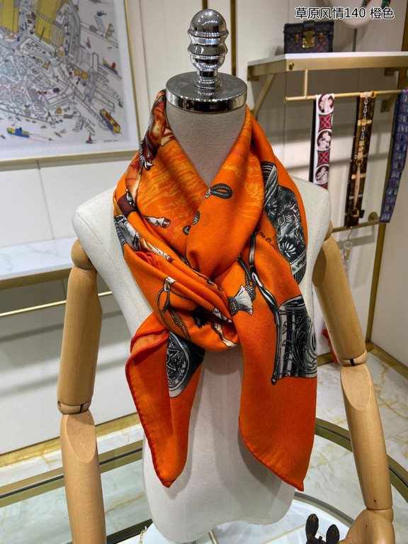 priceBought are said to look good   recommended   [Grassland style 140] cashmere square scarf, the top craft super value   Hermes counter models    three-dimensional rendering of the pattern pattern in kind grade is extr