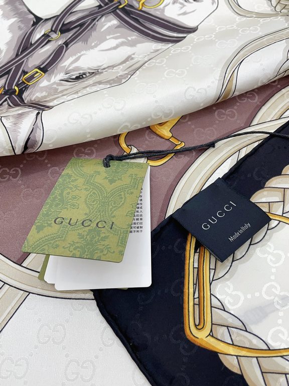 [Double-sided same color dark jacquard] GUCCi bought all say good-looking   Recommended   [GG Equestrian World Printing 90] Silk square scarf, the top craftsmanship is superb value   Hermès counter explosive    three-dim