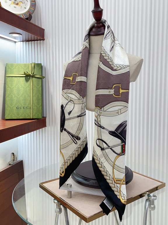 [Double-sided same color dark jacquard] GUCCi bought all say good-looking   Recommended   [GG Equestrian World Printing 90] Silk square scarf, the top craftsmanship is superb value   Hermès counter explosive    three-dim