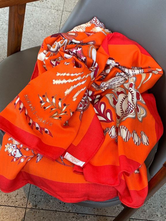 Price Hermes ~ autumn and winter with a good tool   top double-sided same color version of silk cashmere shawl! 1条等于2条】One shawl is equal to two】Eye-catching wonderful, pattern and color matching are super like, another 