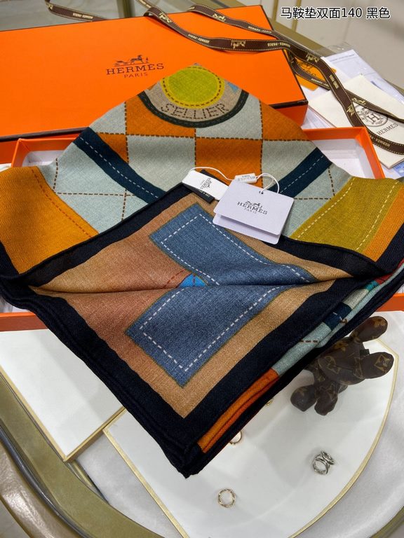 priceBought all say good-looking   recommended   [saddle pad double-sided 140] cashmere square scarf, double-sided dual-color dual-use, top craftsmanship value   Hermes counter models     three-dimensional presentation o