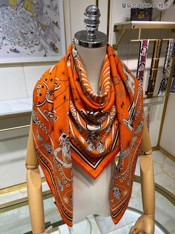 priceCashmere new   Buy all say good-looking   Recommended   [star chorus song 140] cashmere square scarf, top craftsmanship value   Hermes counter models    three-dimensional presentation of the pattern pattern in kind 