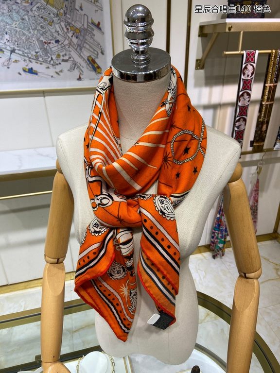 priceCashmere new   Buy all say good-looking   Recommended   [star chorus song 140] cashmere square scarf, top craftsmanship value   Hermes counter models    three-dimensional presentation of the pattern pattern in kind 