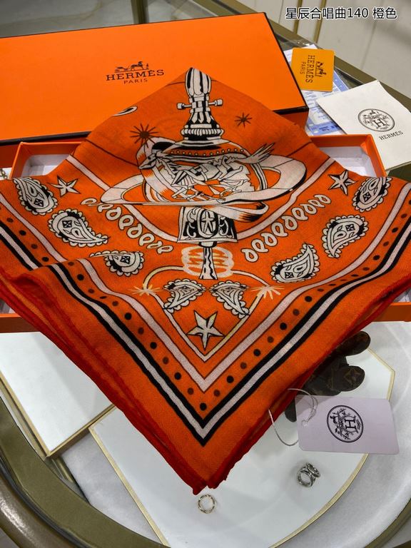 priceCashmere new   Buy all say good-looking   Recommended   [star chorus song 140] cashmere square scarf, top craftsmanship value   Hermes counter models    three-dimensional presentation of the pattern pattern in kind 