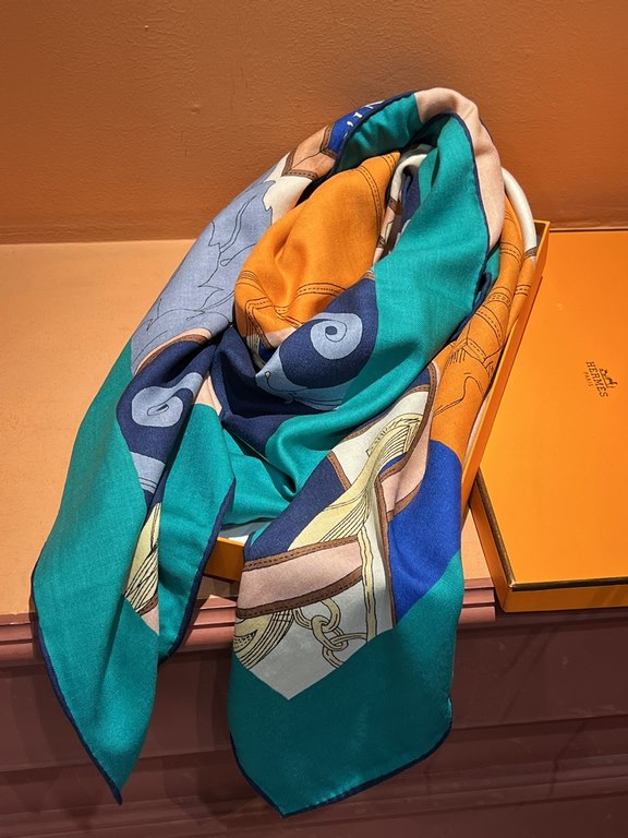 Price New     Recommended  [Equestrian guidance] 140 velvet square scarf, double-sided same color, top craftsmanship super value   Hermes counter burst models three-dimensional rendering pattern pattern texture in kind g