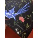 RDO2322 Original D's Petites Fleurs 140cm velvet square scarf features a rustic, poetic Dior Birds print inspired by the Japanese Art Movement, showcasing birds surrounded by floral embellishments. Made of multicolored s