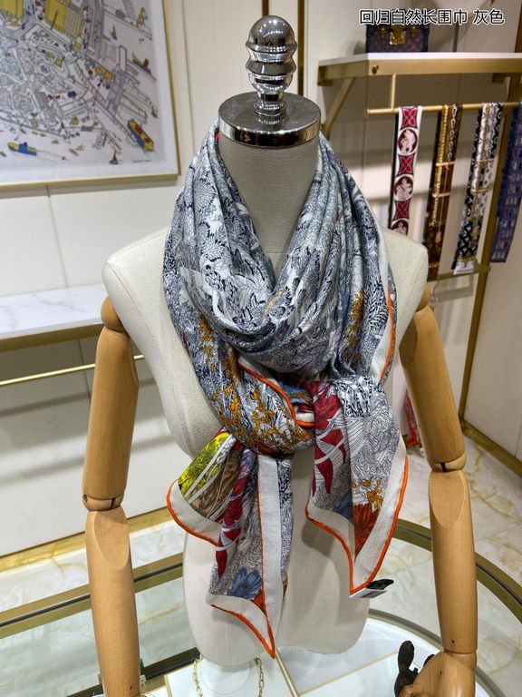 New         H family's newest counter staple [back to nature long scarf] rolled edge long scarf   Vacation and daily are very good with the model   order private flow 】 a see want to go on vacation   usually wear is also