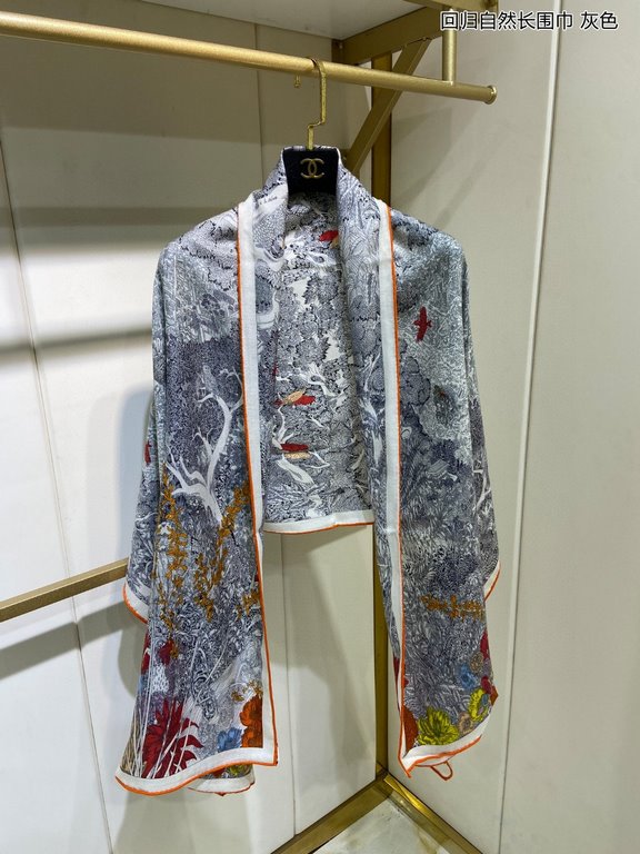 New         H family's newest counter staple [back to nature long scarf] rolled edge long scarf   Vacation and daily are very good with the model   order private flow 】 a see want to go on vacation   usually wear is also