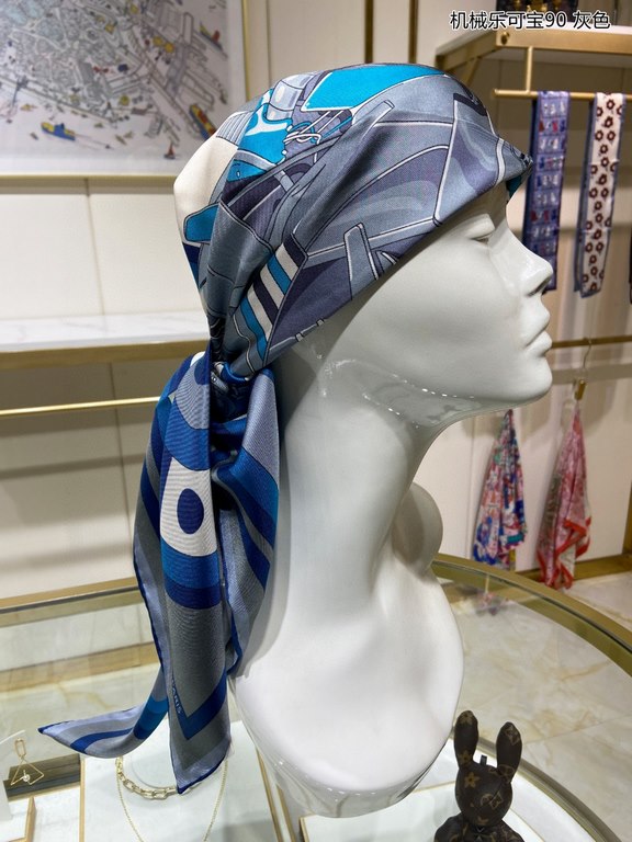 Silk new   bought said good-looking   recommended   [mechanical Lekopo 90] silk square scarf, top craftsmanship value   Hermes counter models     three-dimensional presentation of the pattern pattern in kind grade is ext