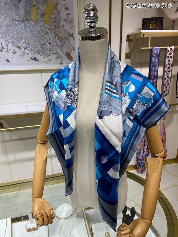 Silk new   bought said good-looking   recommended   [mechanical Lekopo 90] silk square scarf, top craftsmanship value   Hermes counter models     three-dimensional presentation of the pattern pattern in kind grade is ext