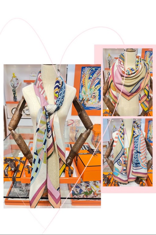 Price Hermes ~ autumn and winter with a good tool   top double color matching double-sided version of the silk cashmere shawl! 1条等于2条】One point of view is wonderful, the pattern and color matching are super like, another