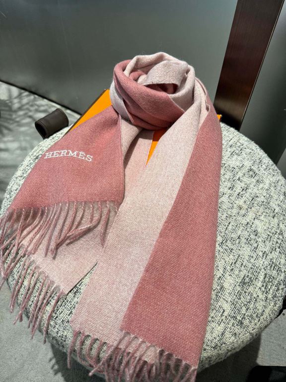 PriceHERMES   Hermes 2023 Paris fashion show business men and women universal double-sided cashmere shawl   OEM selected the best ultra-fine cashmere fibers for hand combing time-consuming and labor-intensive, and then s