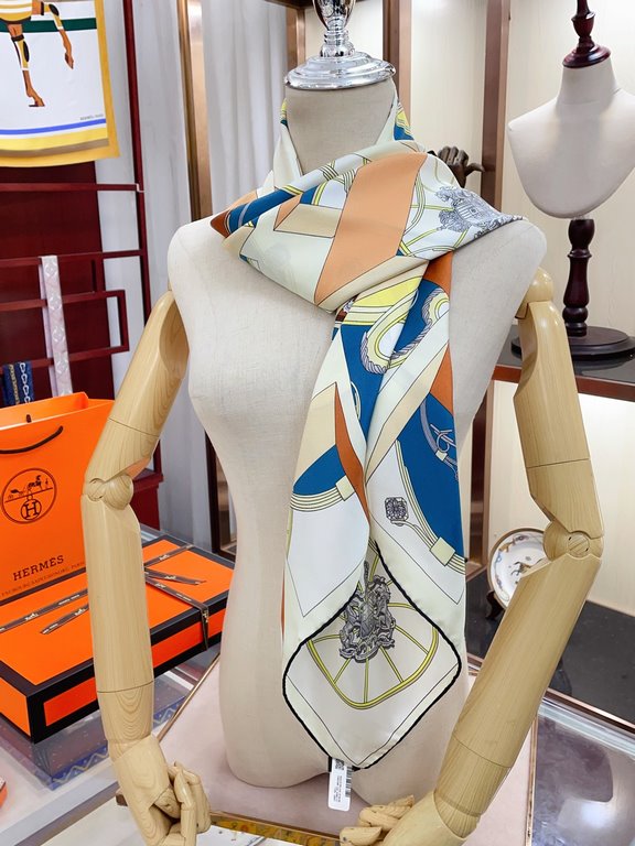 [Double-sided same color] Recommended [Jumping spring 90] silk square scarf, top craftsmanship super value   Hermes counter burst models    three-dimensional presentation of the pattern pattern in kind grade is extremely