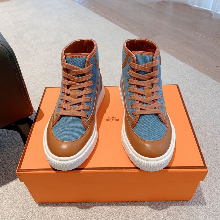 Men's [Guanhua] Hermes  home 23ss early spring new products! Classic boot shape   British color blocking design, classic and durable! The original inverted mold last shape, the ultimate 11 shape, imported high-end knitti