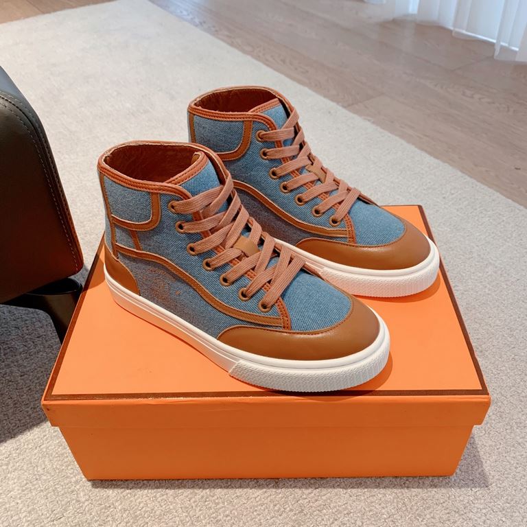 Men's [Guanhua] Hermes  home 23ss early spring new products! Classic boot shape   British color blocking design, classic and durable! The original inverted mold last shape, the ultimate 11 shape, imported high-end knitti