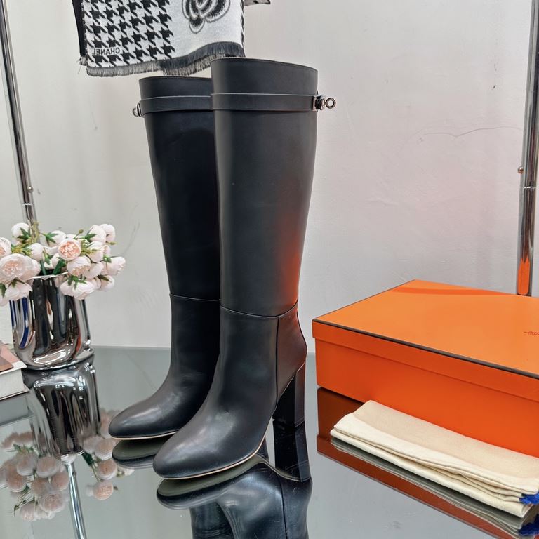 代购级别-Hermes 爱马仕kelly 经典骑士靴长靴------ - Black 600 Other colors-H's classic boots, simple atmosphere, handsome.-Upper Original Calfskin Leather Lining Cowhide Leather.-Italian customized leather outsole.-Size 34-42 (34, 40, 