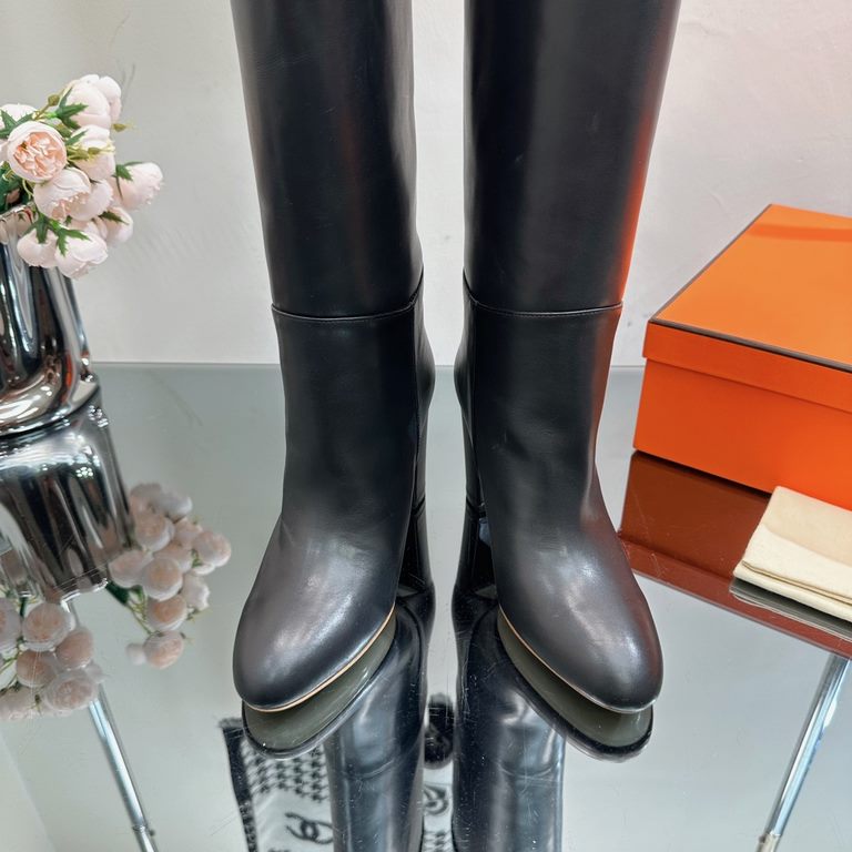 代购级别-Hermes 爱马仕kelly 经典骑士靴长靴------ - Black 600 Other colors-H's classic boots, simple atmosphere, handsome.-Upper Original Calfskin Leather Lining Cowhide Leather.-Italian customized leather outsole.-Size 34-42 (34, 40, 