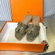 Crocodile pattern new color, two-color effect, new revision (Hermès) Packaging upgrade, version of the workmanship material upgrade.Hermes  market highest version of pure handmade shoes   Top Product Hermes Slippers  ---