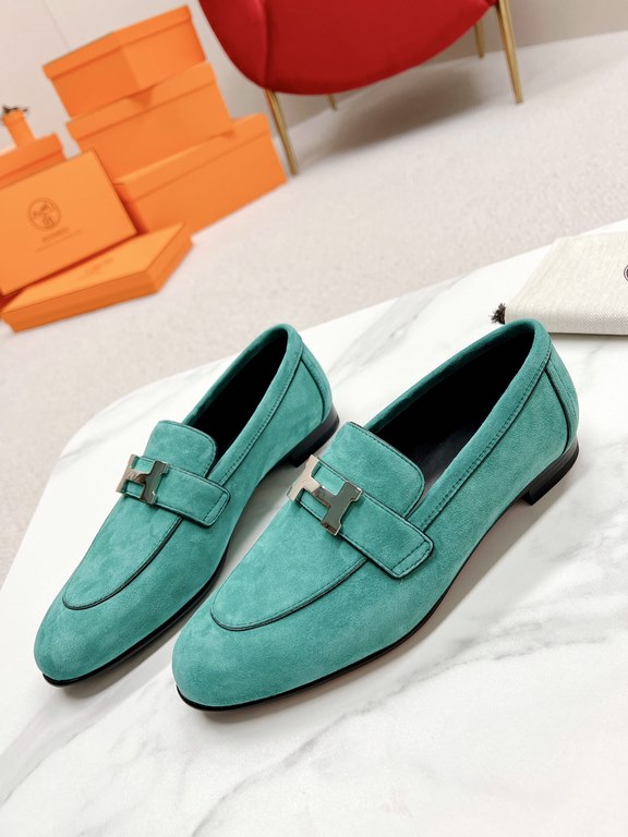 HERME'c, the whole network exclusive handmade, private high-end customization, classic handmade workshop ~ ~ ~ big goods real shotRoyal Loafers, very classic, versatile, simple, colorblocking design, on the foot is very 