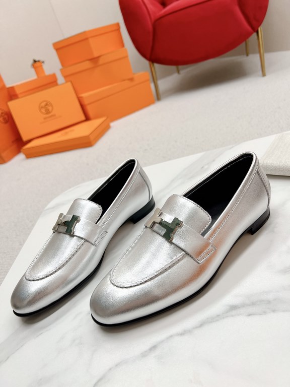 HERME'c, the whole network exclusive handmade, private high-end customization, classic handmade workshop ~ ~ ~ big goods real shotRoyal Loafers, very classic, versatile, simple, colorblocking design, on the foot is very 