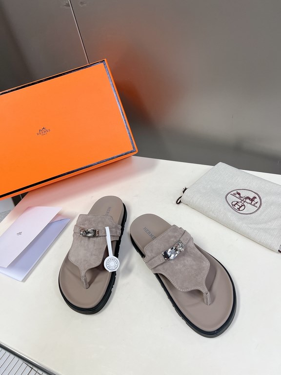 Men  [ΗERMES 】 Hermes spring and summer classic couple models second uncle slippers Chypre ugly ugly ugly uncle slippers - old man slippers, on the foot is simply too comfortable! It's simple and cute!All mixed breed she