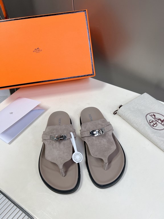 Men  [ΗERMES 】 Hermes spring and summer classic couple models second uncle slippers Chypre ugly ugly ugly uncle slippers - old man slippers, on the foot is simply too comfortable! It's simple and cute!All mixed breed she