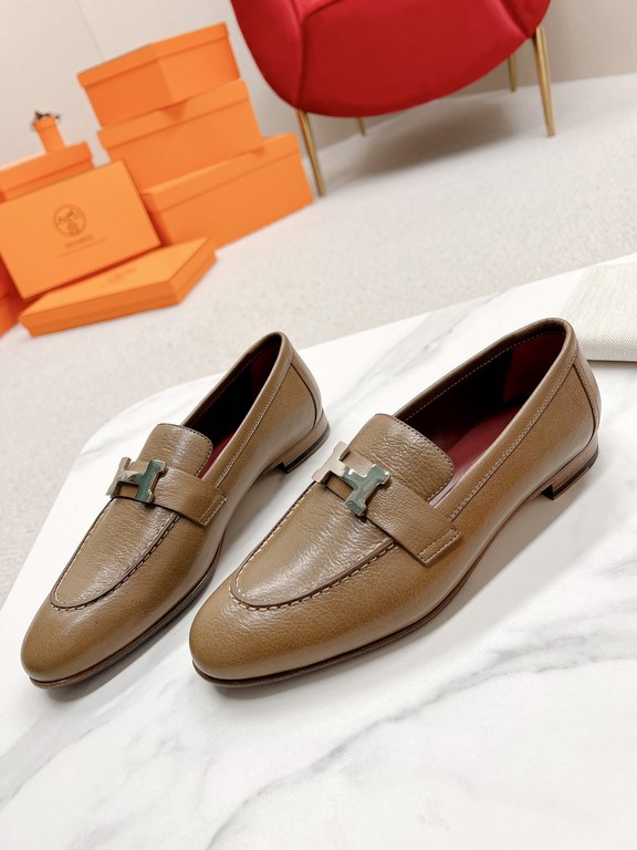 HERME'c, the whole network exclusive handmade, private high-end customization, classic handmade workshop ~ ~ ~ big goods real shotRoyal Loafers, very classic, versatile, simple, colorblocking design, on the foot is very 