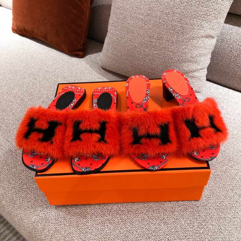 [Guanhua] Hermes  home 20ss fall and winter new products! Classic boot shape   British mink fur design, classic and durable! Original inverted mold last shape, extreme 11 shape, imported high-end knitting needles present