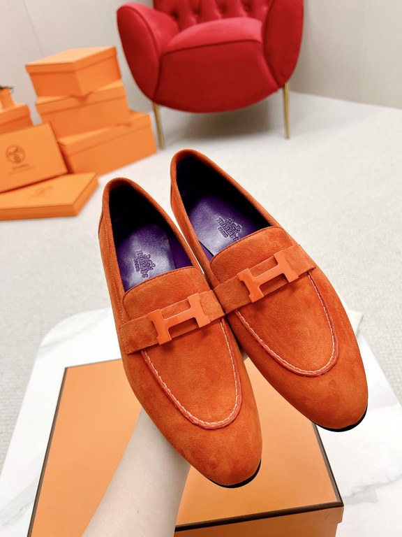 HERME'c, the whole network exclusive handmade, private high-end customization, classic handmade workshop ~ ~ ~ big goods real shotRoyal Loafers, very classic, versatile, simple, colorblocking design, on the foot is very 