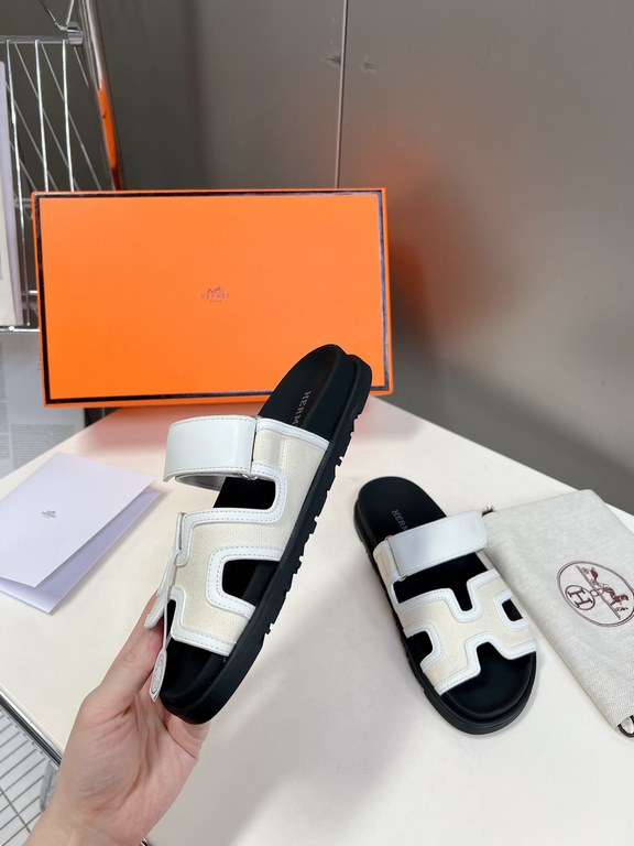 Men  [ΗERMES 】 Hermes spring and summer classic couple models second uncle slippers Chypre ugly ugly ugly uncle slippers - old man slippers, on the foot is simply too comfortable! It's simple and cute!All mixed breed she