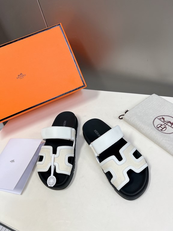 Men  [ΗERMES 】 Hermes spring and summer classic couple models second uncle slippers Chypre ugly ugly ugly uncle slippers - old man slippers, on the foot is simply too comfortable! It's simple and cute!All mixed breed she