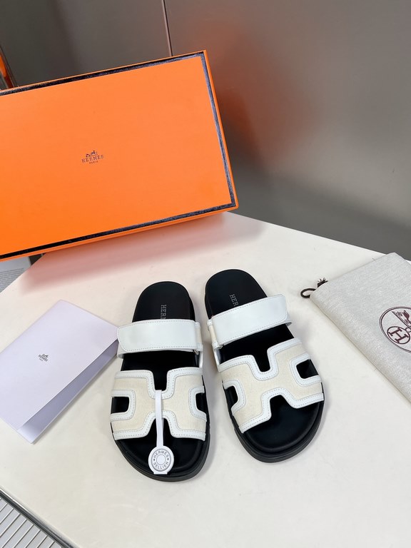 Men  [ΗERMES 】 Hermes spring and summer classic couple models second uncle slippers Chypre ugly ugly ugly uncle slippers - old man slippers, on the foot is simply too comfortable! It's simple and cute!All mixed breed she