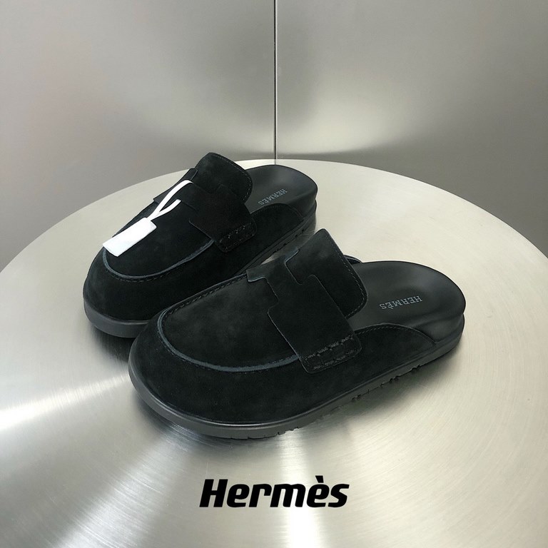 Male (top version)Herme...s H family SS23 new arrival ~!The latest explosion couple Mueller shoes Birkenstocks yyds  the only pair of version of the whole network leather wrapped edge  yardsWomen 35-40 Men 38-45