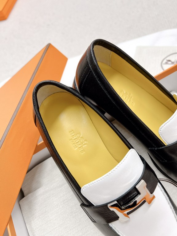 HERME'c, the whole network exclusive handmade, private high-end customization, classic handmade workshop ~ ~ ~ big goods real shotRoyal Loafers, very classic, versatile, simple, colorblocking design, on the foot is very 